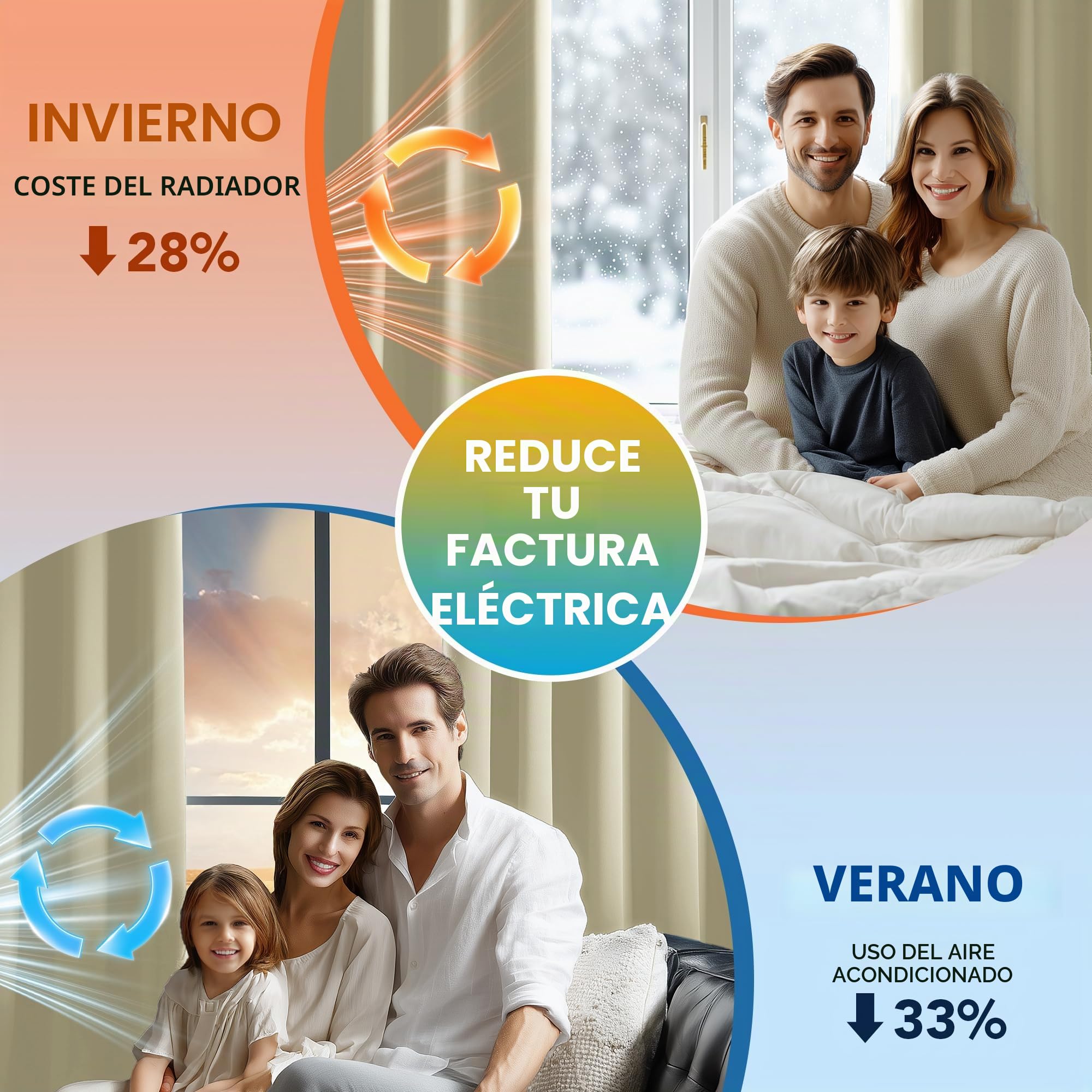 Deconovo Cortinas Salon Opacas 100% con Anillas, Cortinas Térmicas Aislantes Frío y Calor, Cortinas Modernas para Dormitorio con Reverso Negro, 2 Paneles, 140x260 cm, Beige Claro