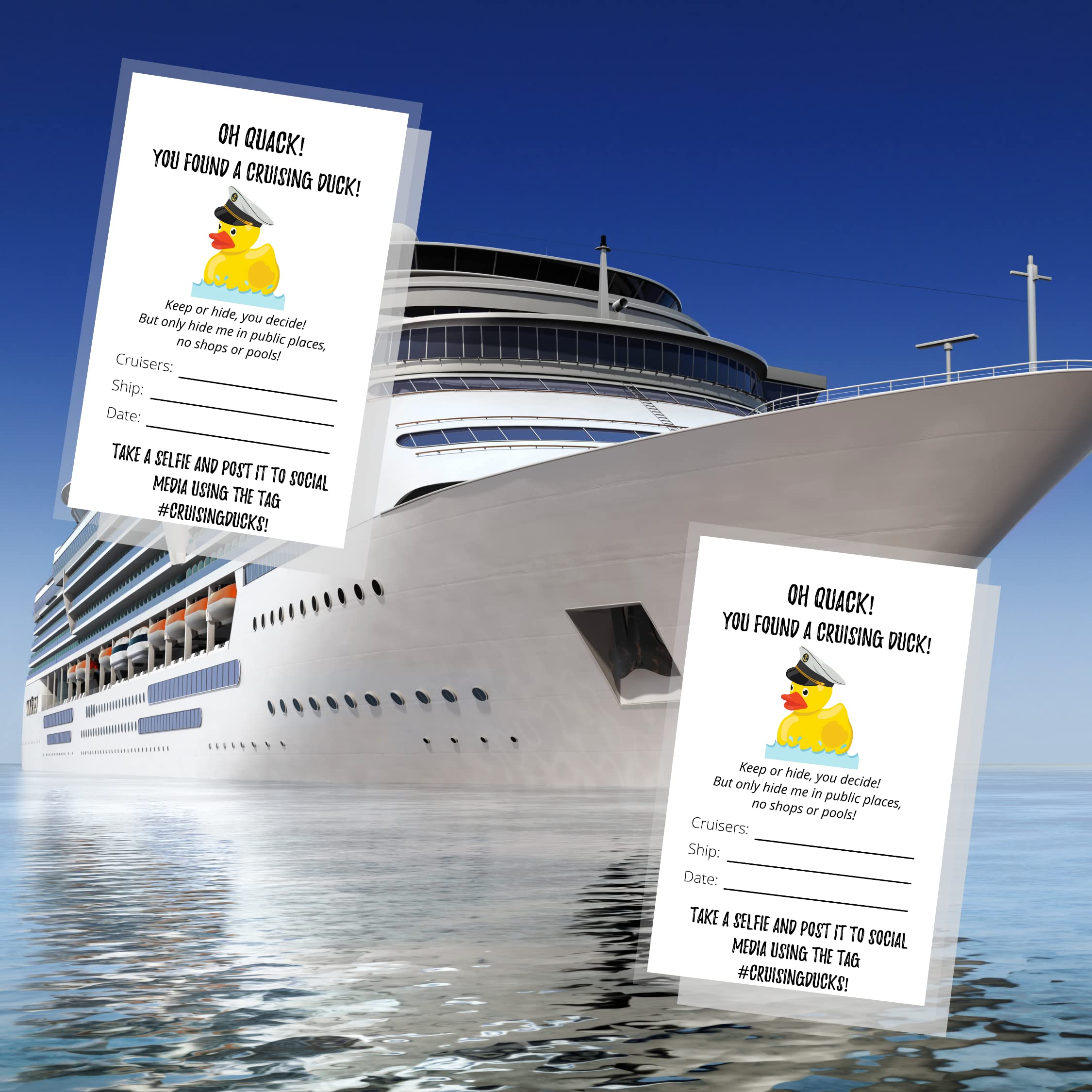 Amazon.com : Cruising Ducks Tag | 50 Pack | Carnival Rubber Cruising Duck  Tag | Printed Physical Tags 2 x 3.5" inches Business Card Size |  #CruisingDucks ConQuackulations : Office Products