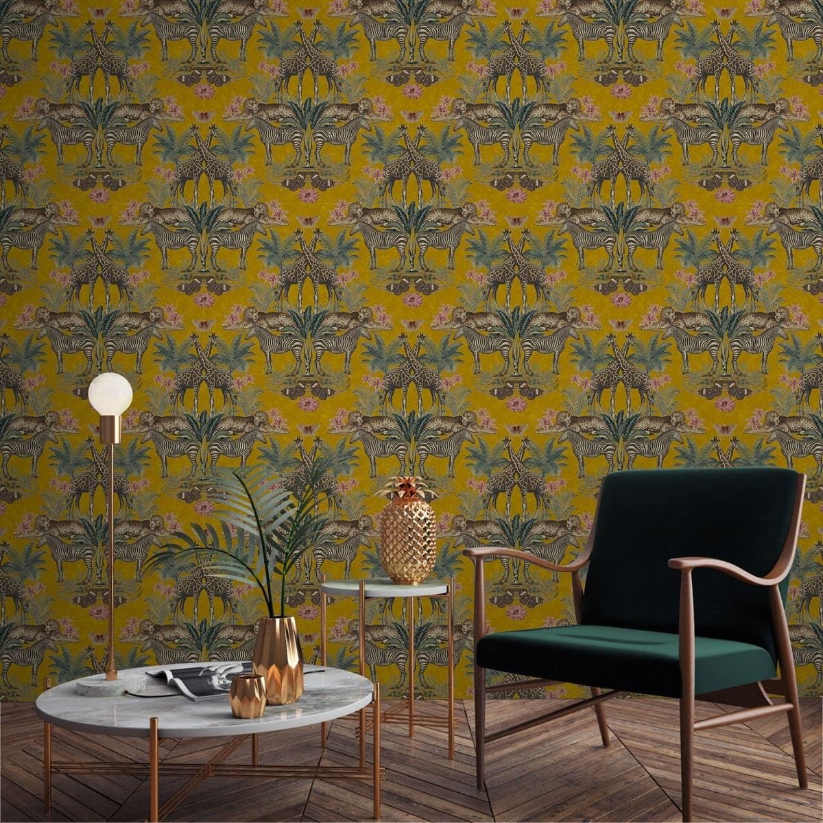 Grandeco Animal Kingdom Wallpaper Ochre A49301