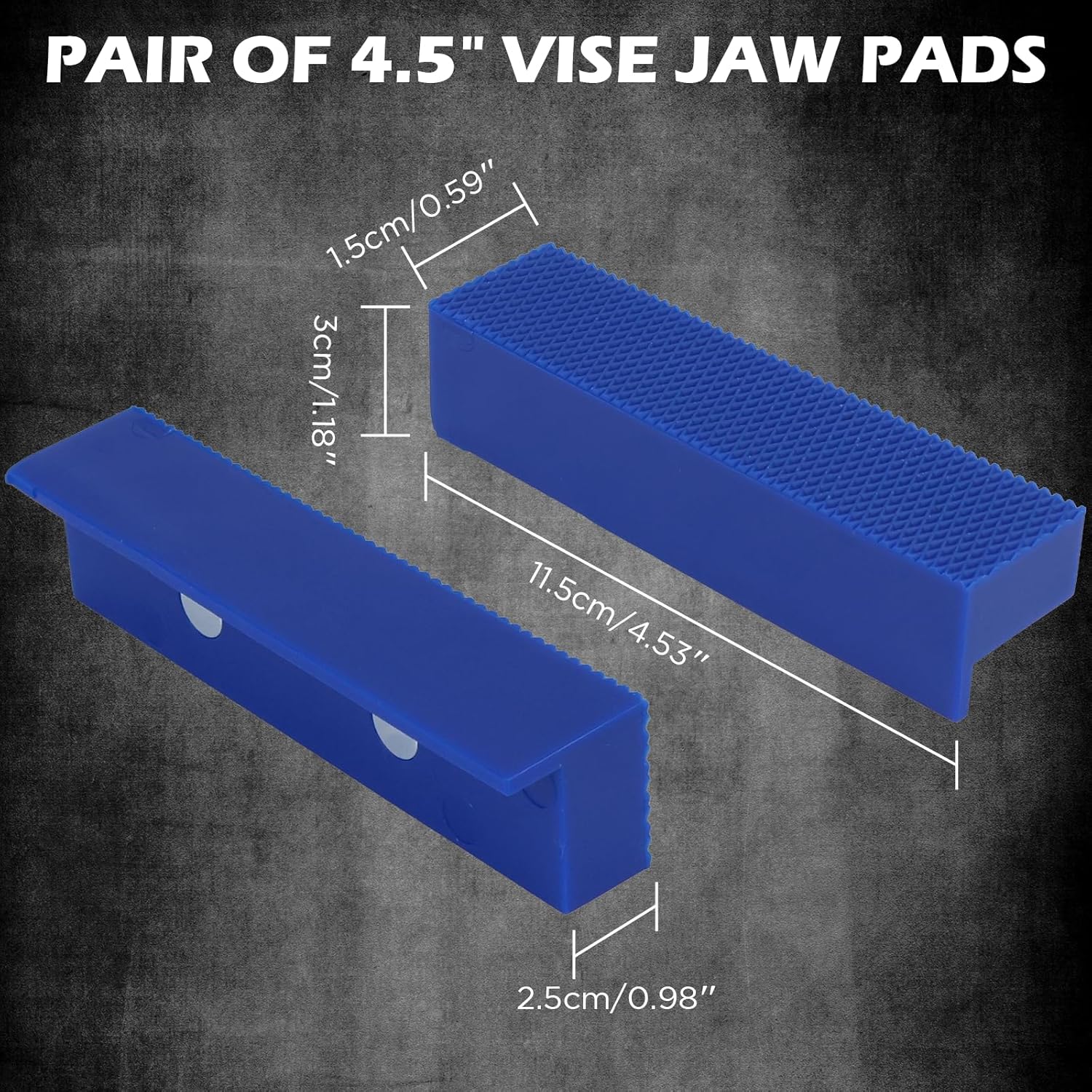 2-Piece 4.5" Magnetic Vise Jaw Pads, TPU Soft Jaw Covers with Waffle Surface, Non-Marring Protective Bench Vise Pads for Bench Vise, Drill Press, Metalworking and Woodworking
