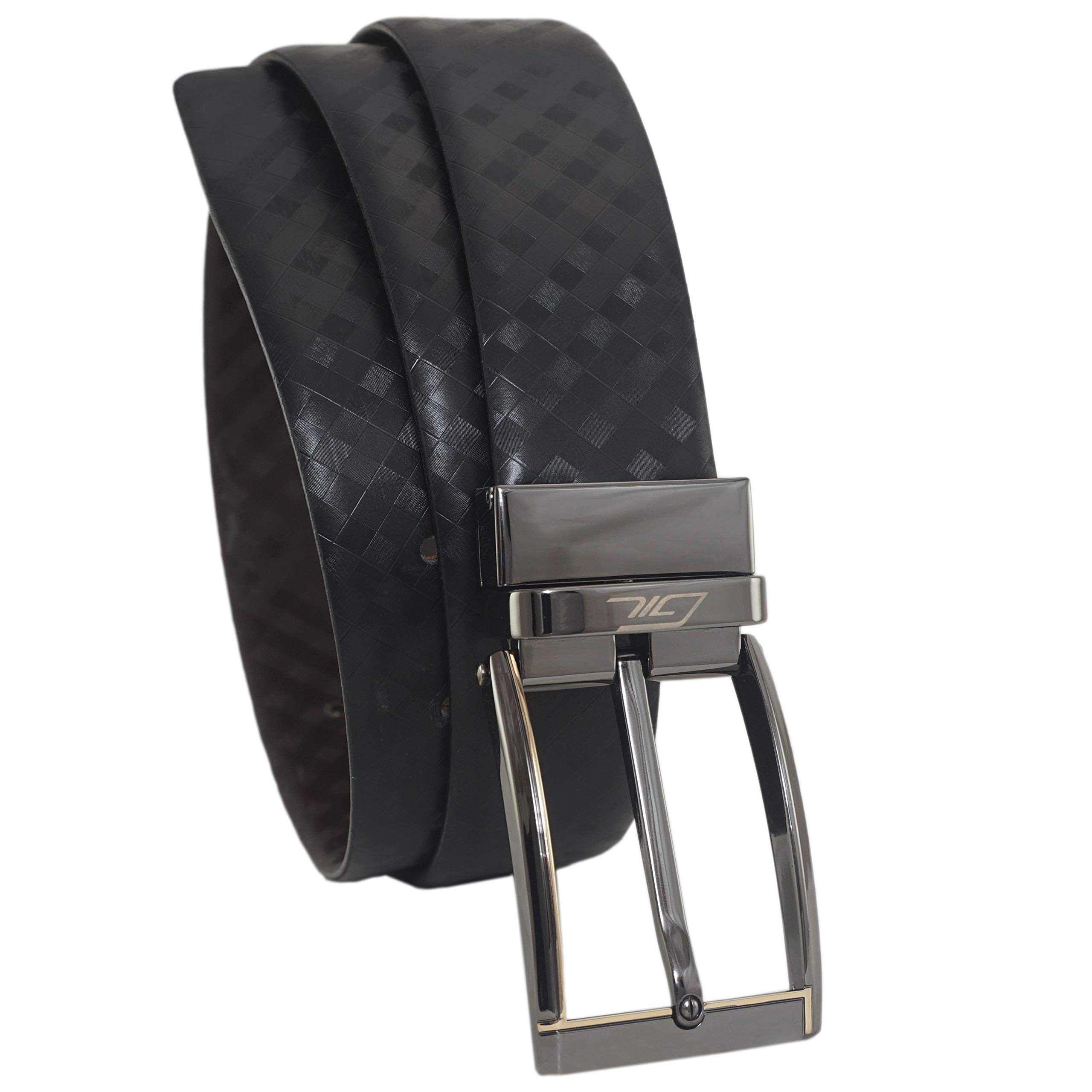 GIL� Formal Men's Classic Reversible Leather Belt, Made by Genuine Italian Leather, Premium Sleek Gold Line Finish Rotating Buckle(Brenda, Black & Brown Leather belt for Men)