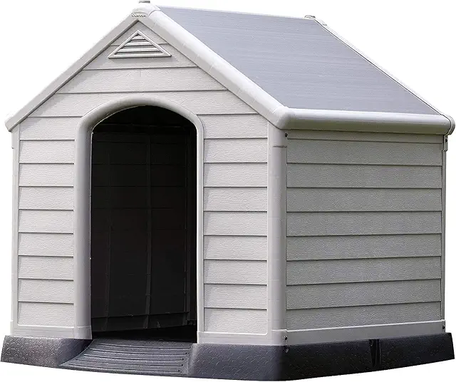 CURVER Waterproof UV-Resistant Dog House, Grey, 95x99x99 cm