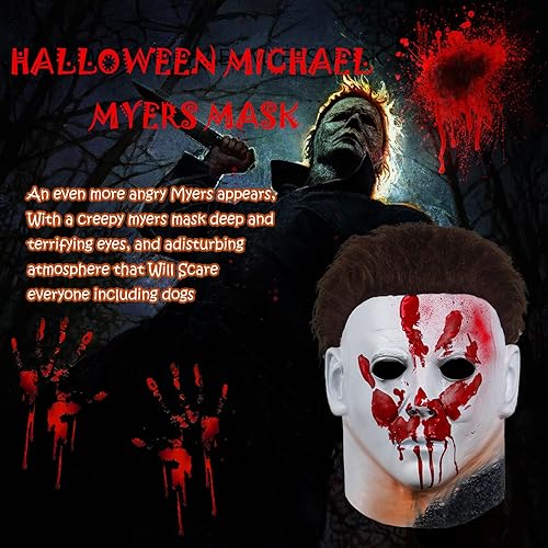 Miniatura 3 de Halford Halloween Michael Myers Mask, Scary Full Head Mask, Latex Creepy Face Masks Cosplay Costume Party Props for Adults