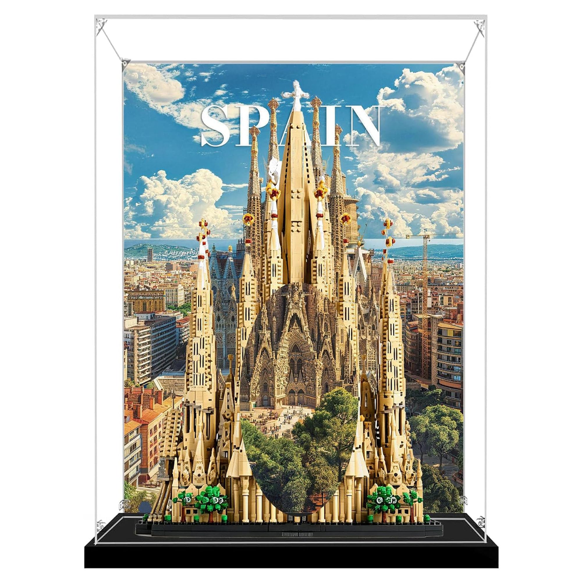 Acrylic Display Case for Le-go 21065 Cathedral Festival, Dustproof Transparent Storage Box, Display Box Compatible with 21065 (Box Only) (Background 3mm B)