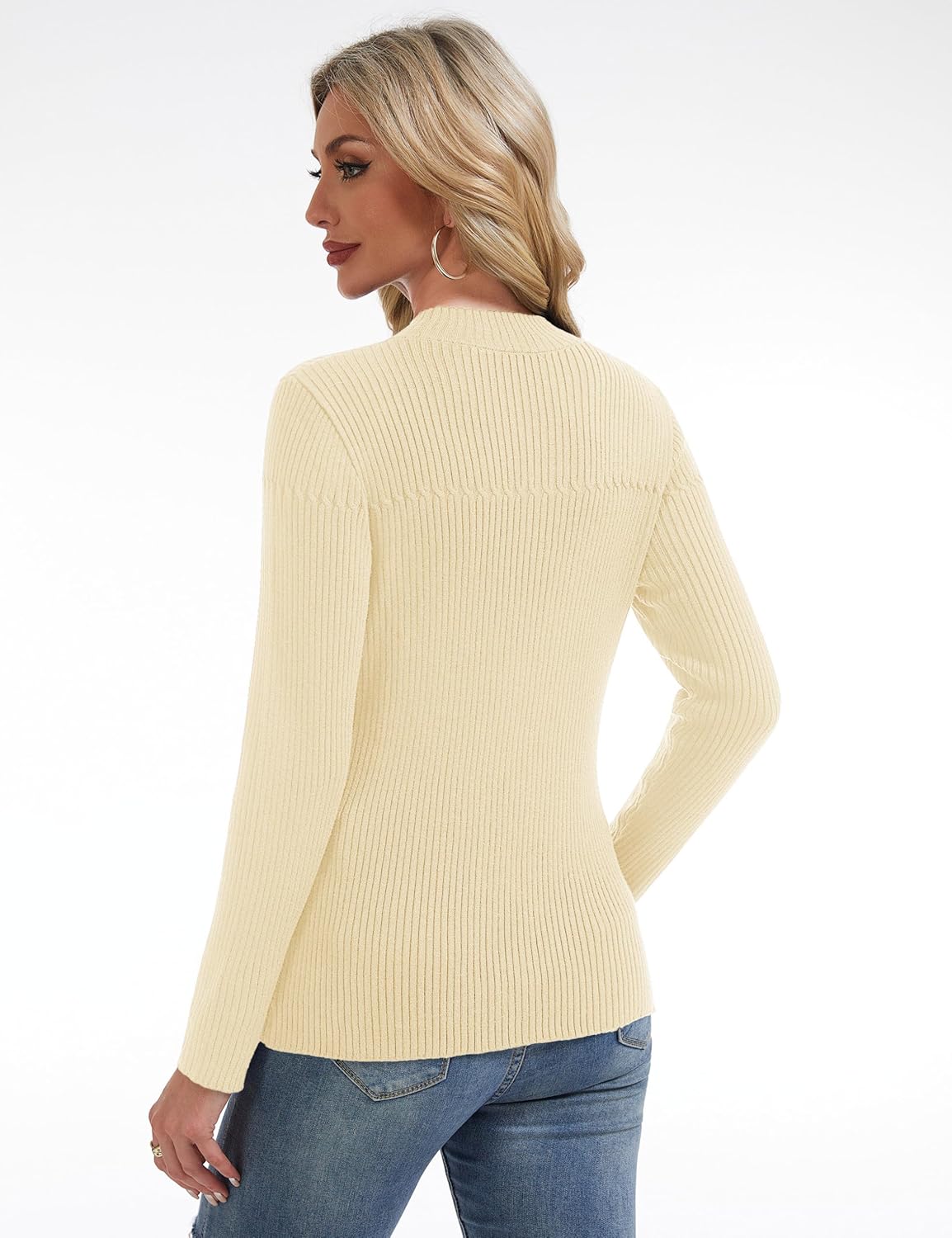 YUCOLEN Women's Long Sleeve Mock Neck Sweater Ribbed Knit Slim Fit Basic Tops Lightweight T Shirts Going Out 2025 Clothes - Image 5