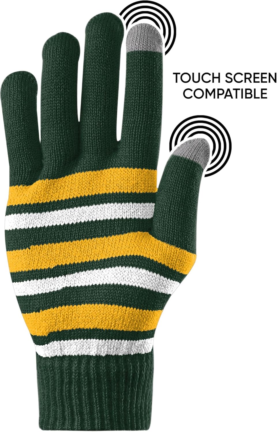 FOCO NFL unisex-adult Nfl Team Logo Adult Stretch Gloves With Winter Knit Hat Pom Beanie Set - Image 5