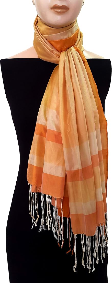 Buy Steal-A-Stole Pure Silk Very Soft Light Orange Colour Scarf