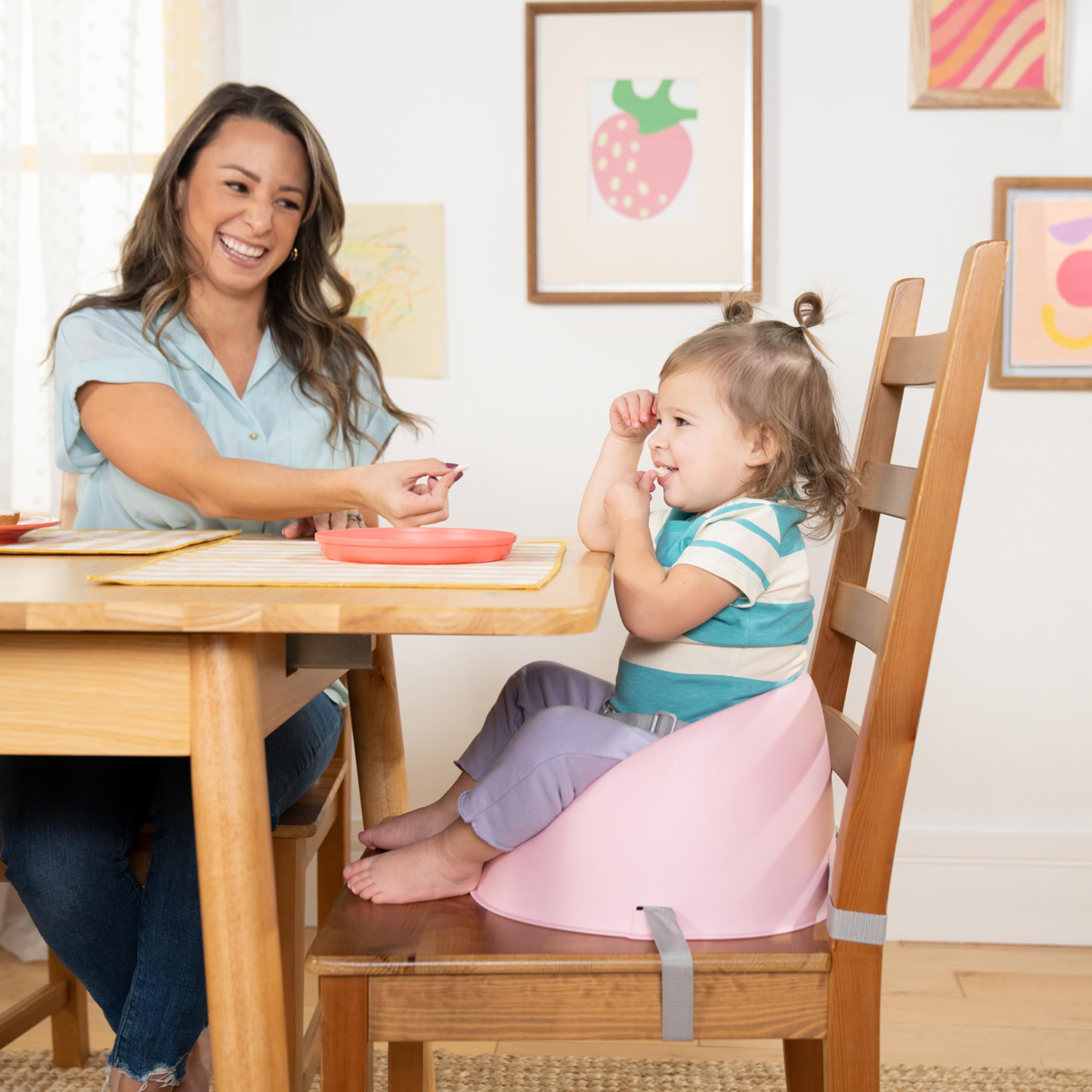 Bright Starts, Réhausseur de Chaise Bébé Disney Princesse My Spot Facile à Nettoyer, Harnais 3 Points, Sangles Amovibles Lavables, Rose