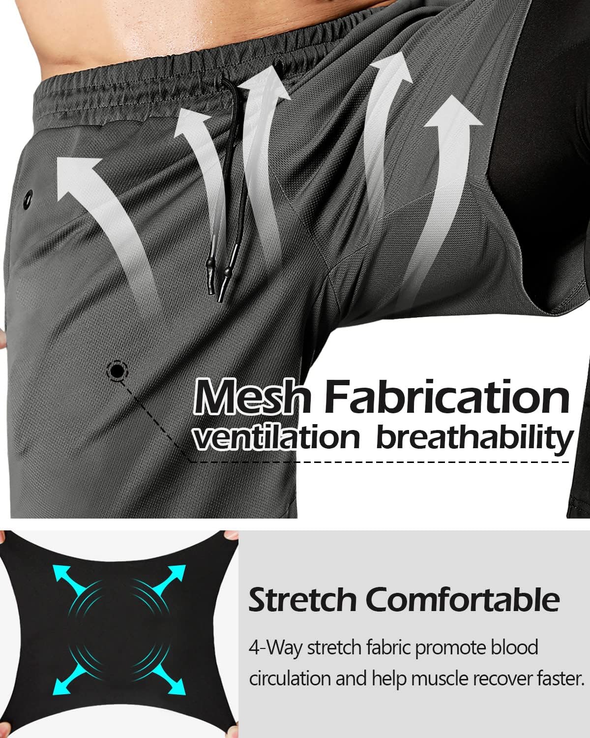 Aolesy Men's 2 in 1 Running Pants, Gym Workout Compression Pants for Men Training Athletic - Image 6