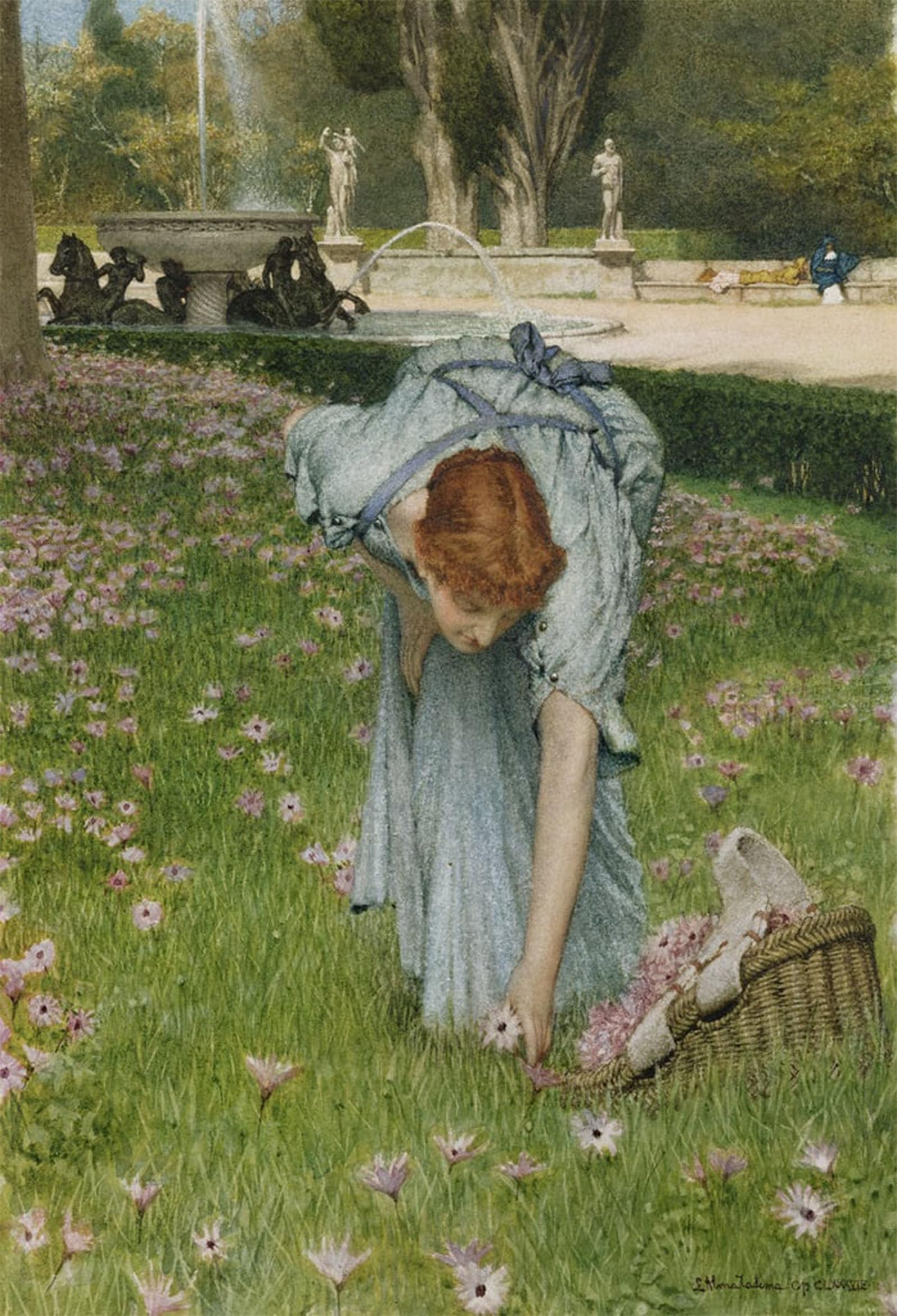 ARTXLXXBN Famous Painting Canvas Artwork Graffiti Print Flora Spring in the Gardens of the Villa by Lawrence Alma Tadema Portrait Canvas Image for Home Decor 60x90cm