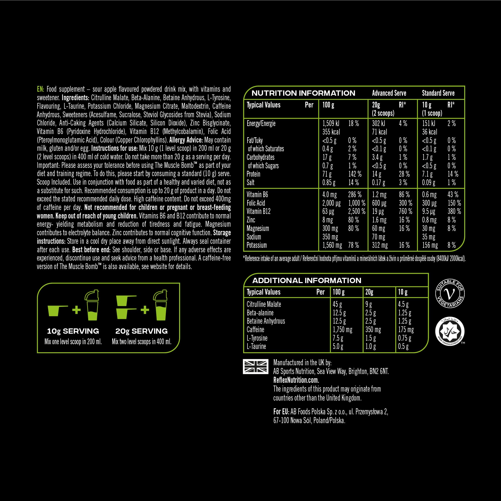 Reflex Nutrition The Muscle Bomb (40 Servings) Pomme acide