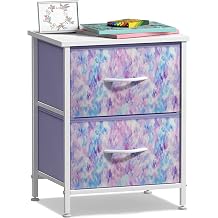 Sorbus 2-Drawer Kids Nightstand for Bedroom Tie-Dye Purple