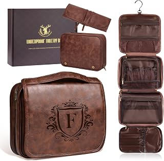 Personalized Gift 3-in-1 Hanging Travel Toiletry Bag for Men Him | Custom Cool Dad Anniversary Christmas Birthday Gifts from Daughter Son for Men Father New Dad Grandpa,Reddish Brown F