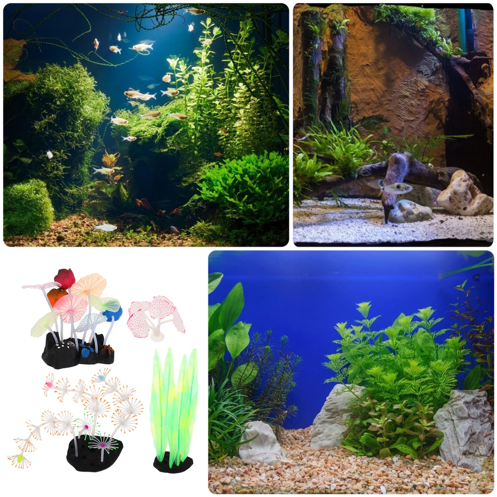 YARNOW 2 Juegos Decoración De Pecera Artificial Decoración del Acuario De Pescado Plantas De Agua Verde Artificial Decoraciones De Pecera De Plástico Coral Falso El Plastico 4 Uds * 2