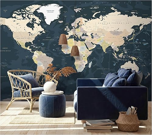 Murwall Map Wallpaper Dark Political World Map Wall Mural Large Maps Wallpaper Living Room Young Room Cafe