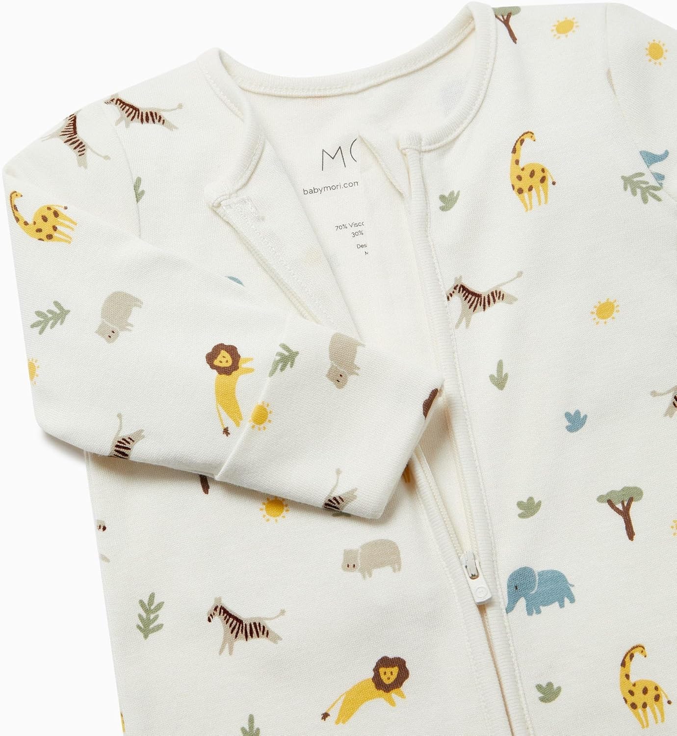 MORI Baby Unisex Clever Pajamas with Two Way Zip - Viscose from Bamboo - Jumpsuit Footed Nightwear for Toddler Boys and Girls - Image 5