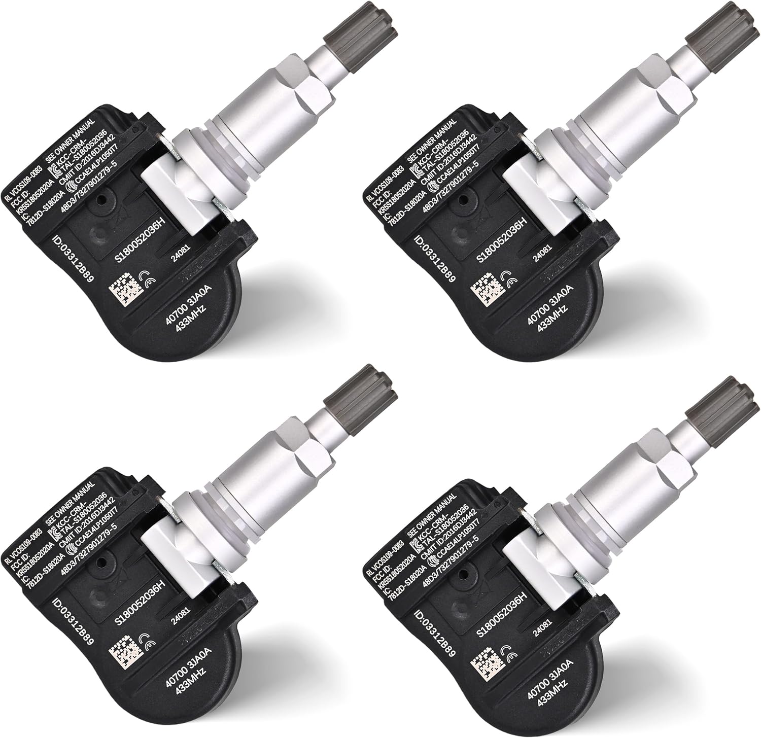 Set of 4 TPMS Tire Pressure Sensors 433MHz Compatible with Nissan Altima 2013-2018 Murano 2015-2018 Pathfinder 2013-2018 Replaces# 407003JA0A 407003JA0B (4 PCS)