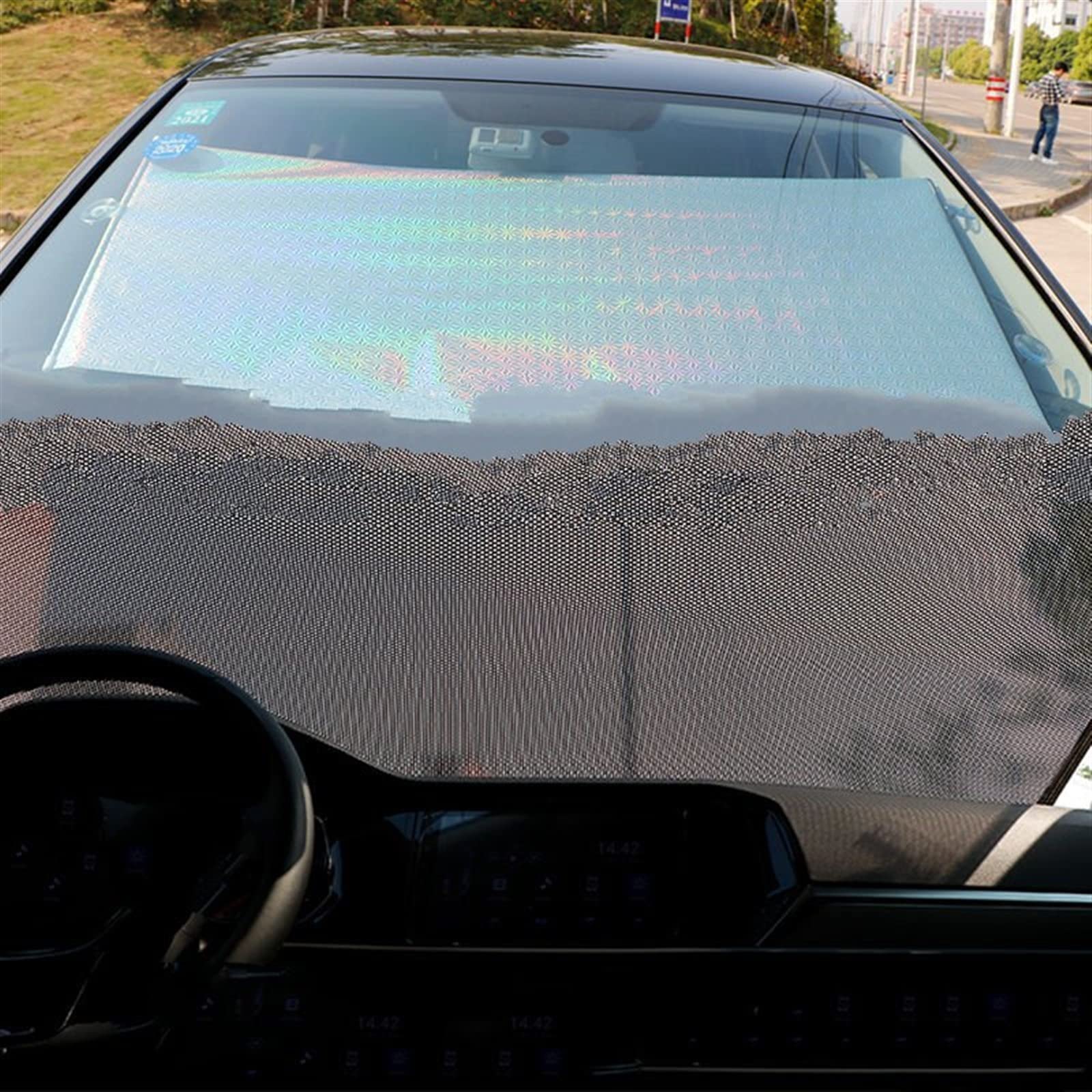 Parasole Parasole per auto Parabrezza Prolunga automatica Protezione UV Visiera parasole Parasole Universale Tendine Parasole Auto (Colore : Nero, Misurare : 58x125cm)