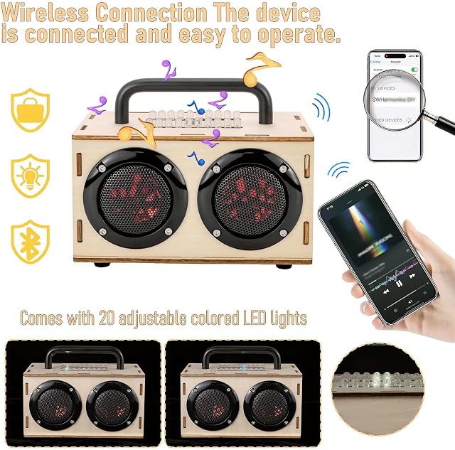 DIY Bluetooth Speaker Kit with LED Lights & Colored Pencils | STEM Building Science Kit, Ages 8-14, Electronic Engineering Project, Creative Gift for Teen Boys & Girls