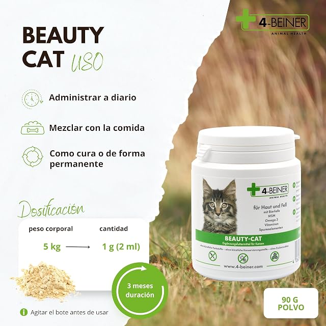 Foto 5 de 6 de 4-Beiner Beauty-Cat: multivitaminas para Gatos con Omega 3, MSM, Complejo de Vitamina B, Vitamina C, biotina