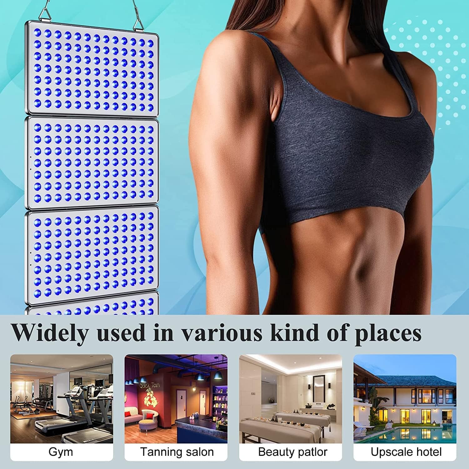 Lampe bronzage,Solarium pour la maison,48W maison solarium lampe de bronzage pliable Lumière du jour avec 364 LED pièces leds auto-bronzant pour Pour la maison