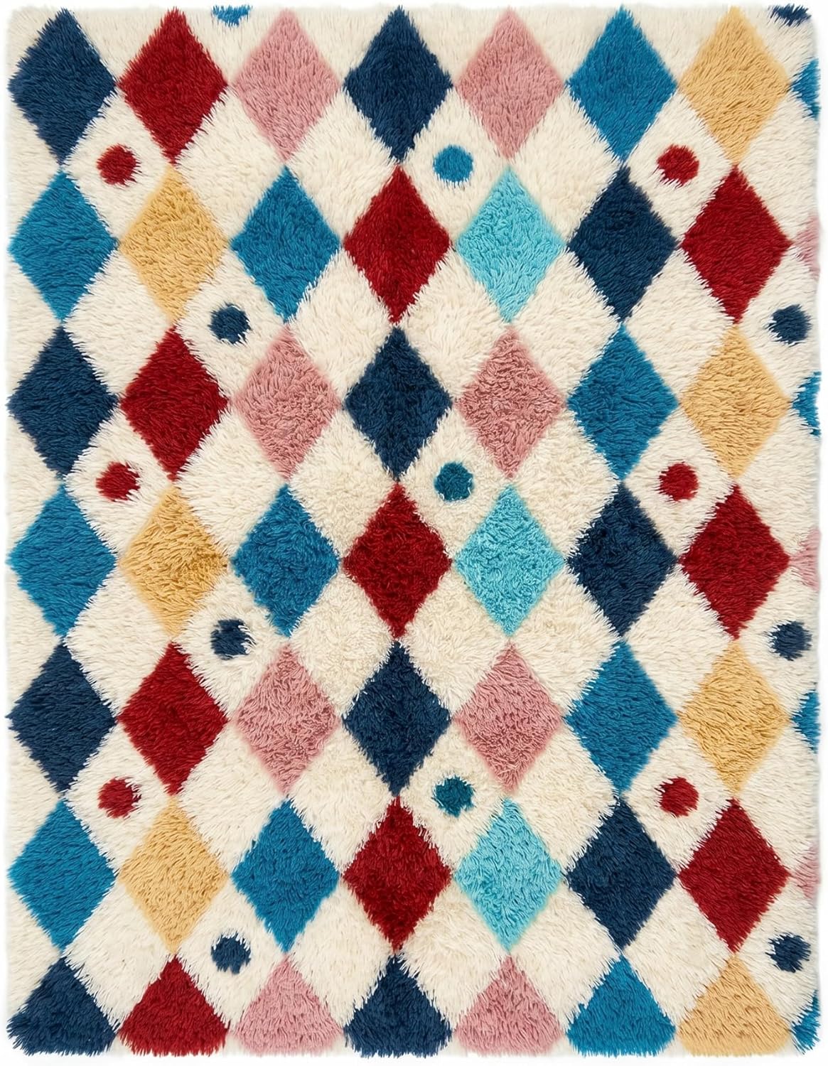 PureCozy Checkered Rug Fluffy Shag Living Room Colorful Area Rug Modern Washable Carpet Soft Shaggy Non Slip Indoor Plush Fuzzy Rugs for Bedroom Dorm Office Home Aesthetic Decor