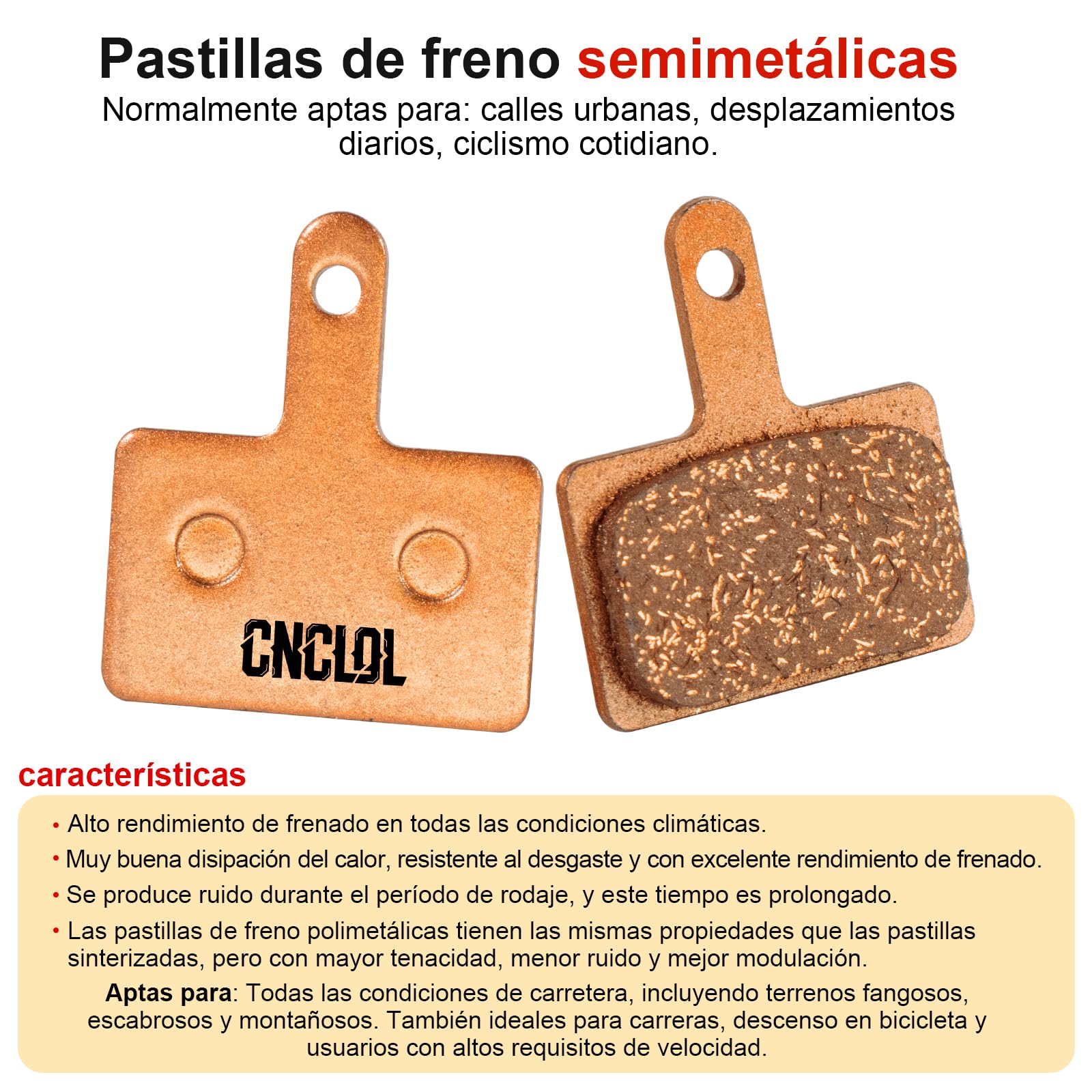 Pastillas de Freno para Shimano B01s B03s B05s,Pastillas Freno Bicicleta MTB para TRP Tektro Deore M315 M355 M395 M445 M446 M447 M515 M525 M575 r180p/s.organicas Resina/semimetalicas/metalico - 4