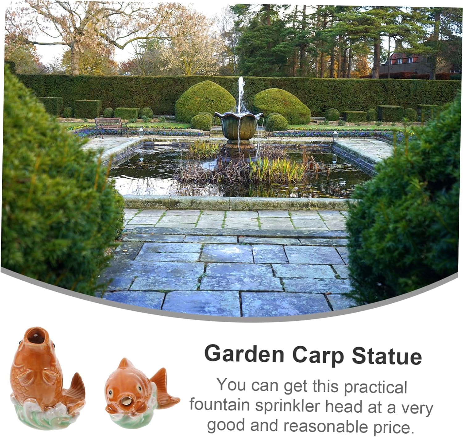 2pcs Outdoor Water Fountain Decor Ceramic Garden Carp Statue Fountain Nozzle Replacement Water Spray Sprinkler