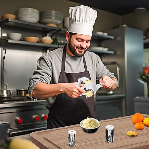 Miniatura 7 de Rallador de queso giratorio para queso duro, chocolate y nueces, tambor de acero inoxidable, mango ergonómico, fácil de limpiar, molinillo de queso