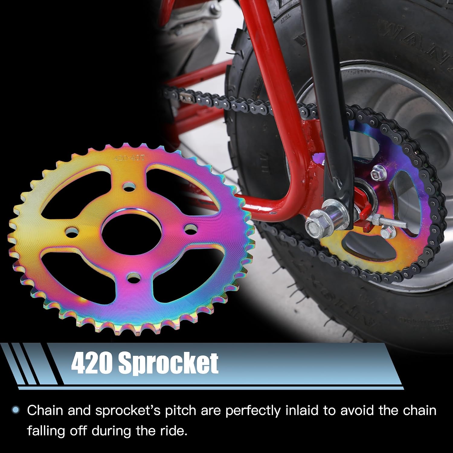 40 Tooth Sprocket 420 Chain 40mm Bore Replacement for Mini Bike Coleman CT200U BT200X CT200U-EX Baja Warrior Massimo MB165 MB200 KT196 Axis M200 196cc 200cc 6.5hp Minibike Powersports Parts
