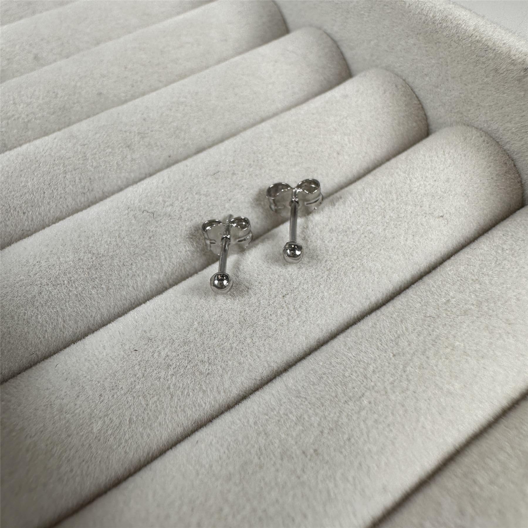 Orecchini a Brochia con Sfera Rotonda di 2mm in Oro Bianco 9kt