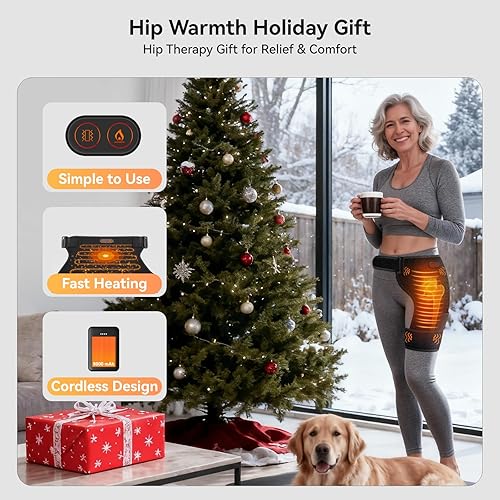 Miniatura 4 de Masaje térmico inalámbrico para alivio del dolor de caderaciática con banco de energía de 5000 mAh, almohadilla de calefacción de cadera con terapia