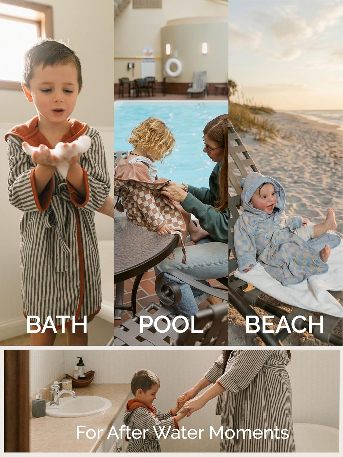 Parker Baby Co. Toddler Bathrobe & Swim Cover Up - Soft Muslin Cotton, Quick Drying Terry Lining for Boys & Girls 1-5 Years