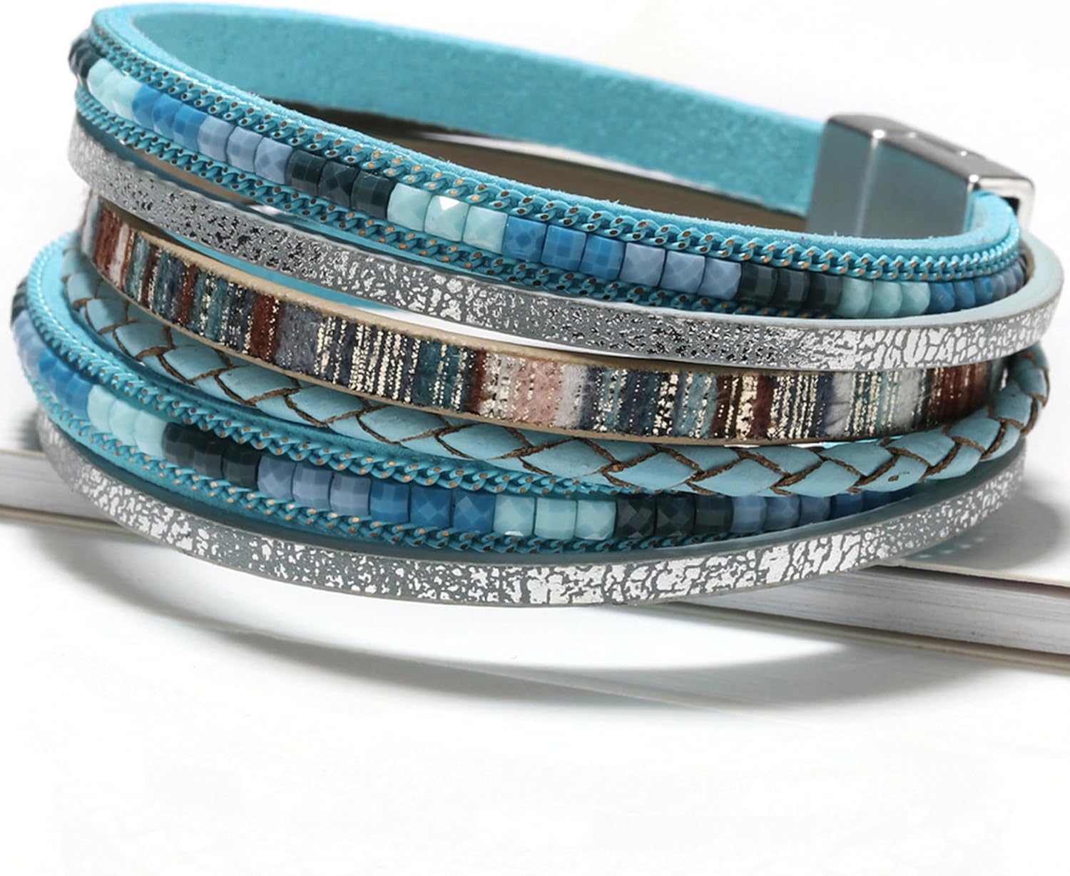 Long tiantian Western Leather Bracelets for Women Western Jewelry Boho Country Concert Outfits for Women Leather Wrap Bracelets Cowboy Chic Dress Accessories - Image 2