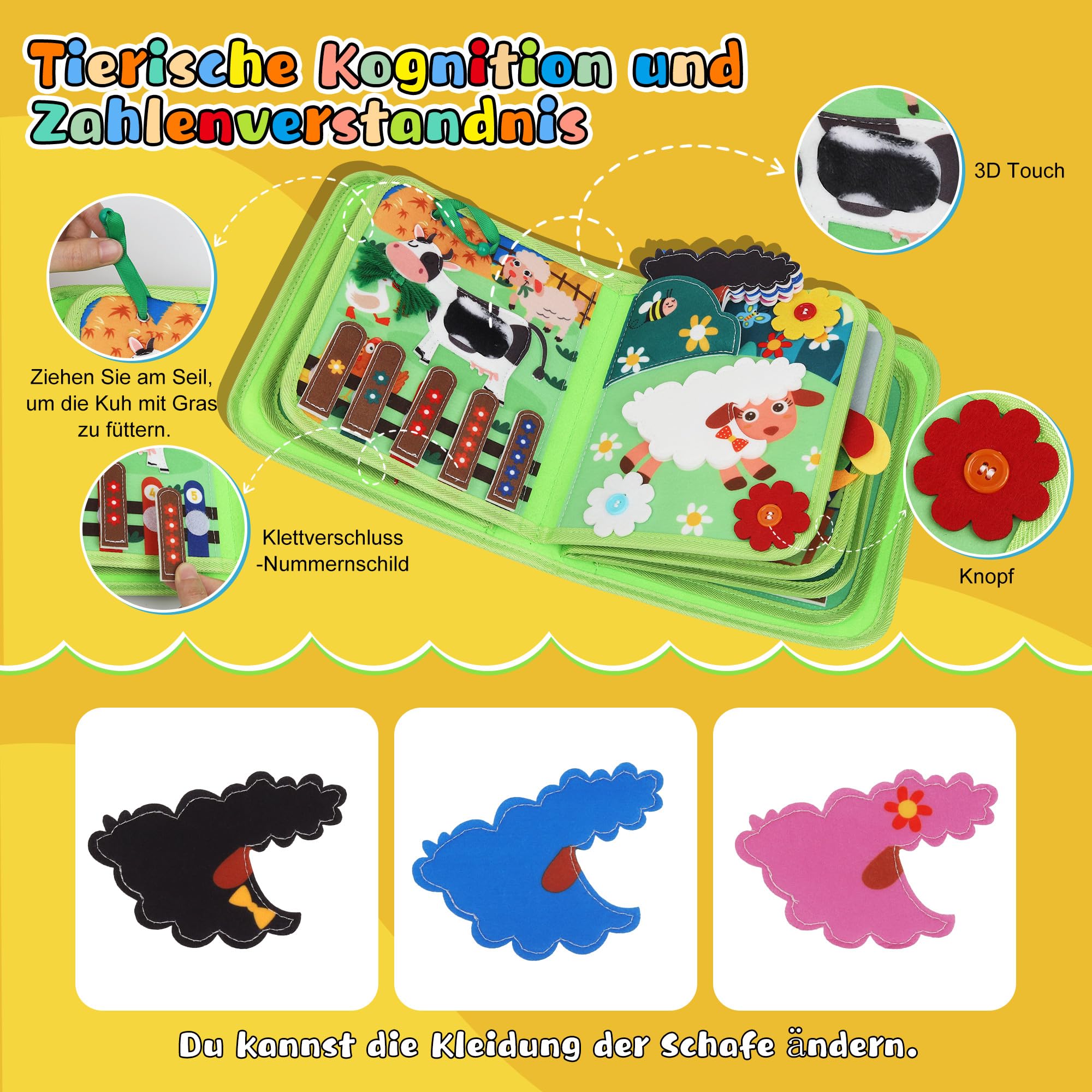 Activities Busy Book for Toddlers Farm Busy Board Montessori Toys for3+ Year Kids Boys Girls - Image 3