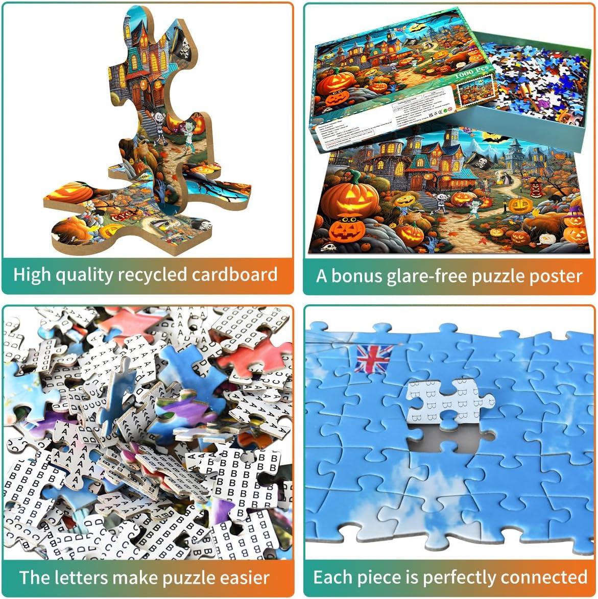 Halloween Puzzle for Adults 1000 Pieces,Fall Pumpkin Castle，Horror Haunted House Puzzle-Jigsaw Puzzles for Adults 1000 Piece Educational Games Colorful Puzzles for Home Decoration