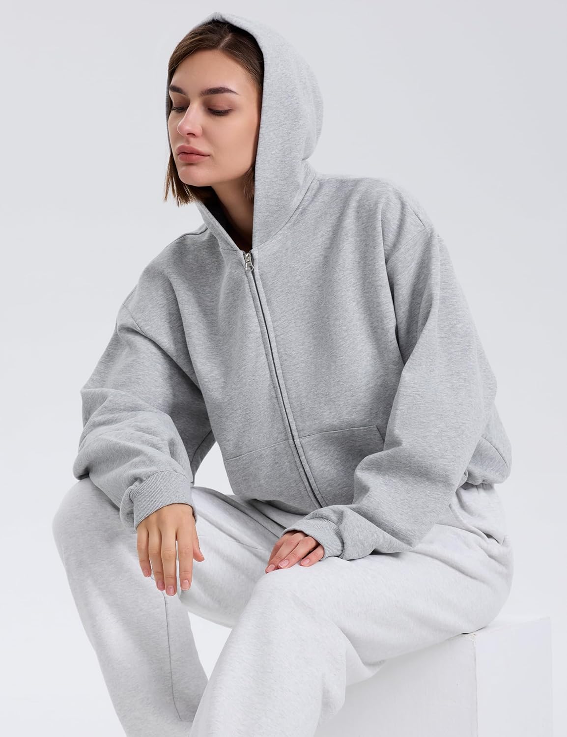 PrettyGuide Women's Zip Up Hoodies Casual Long Sleeve Fleece Cropped Sweatshirts Jackets with Pocket - Image 5