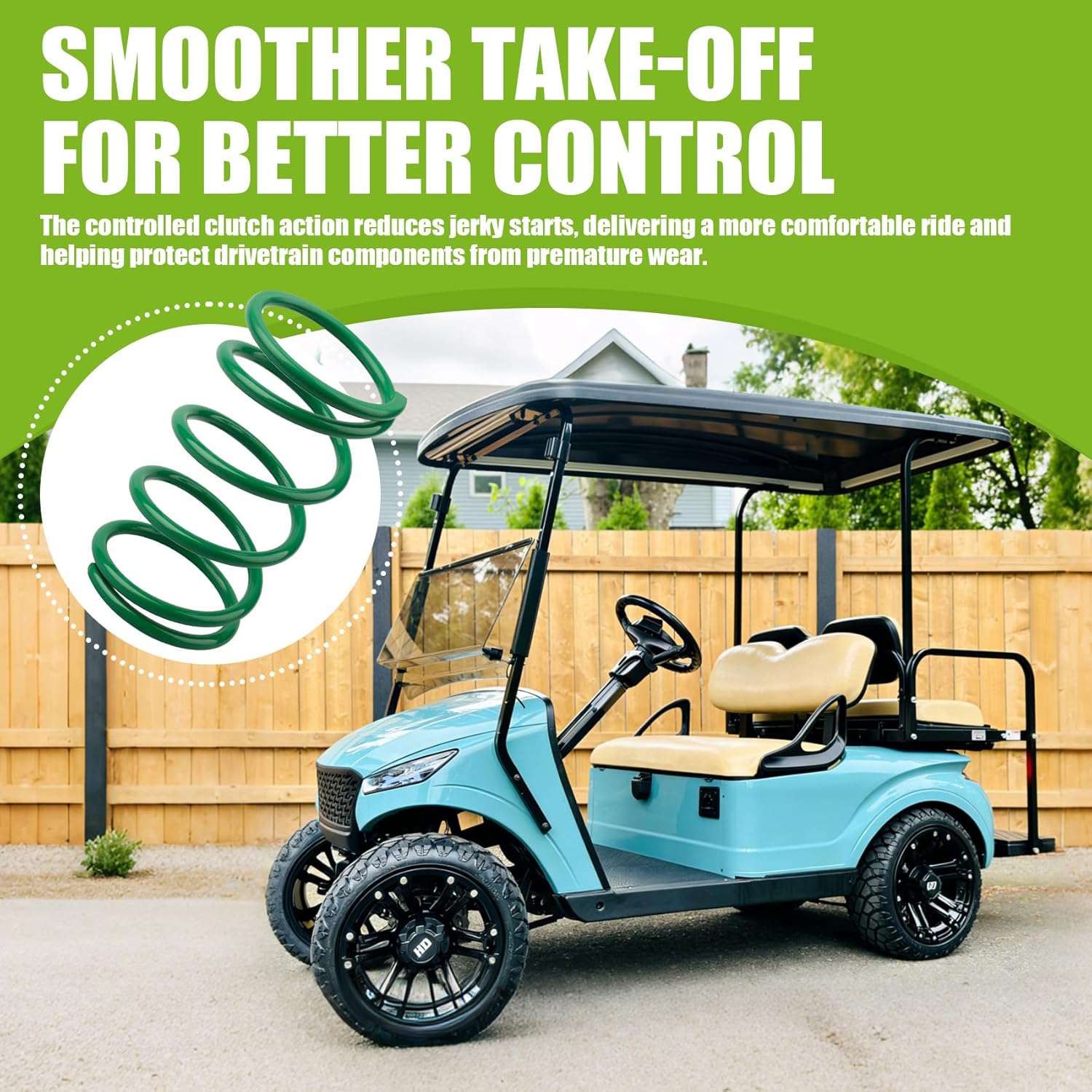 Golf Cart Driven Clutch Power Spring for EZGO TXT Gas Models 1989 & Up (2-Cycle 1989–1994, 4-Cycle 1991 & Up) Increases Torque & Acceleration.Replaces OEM Reference Part Number:STQ02000K