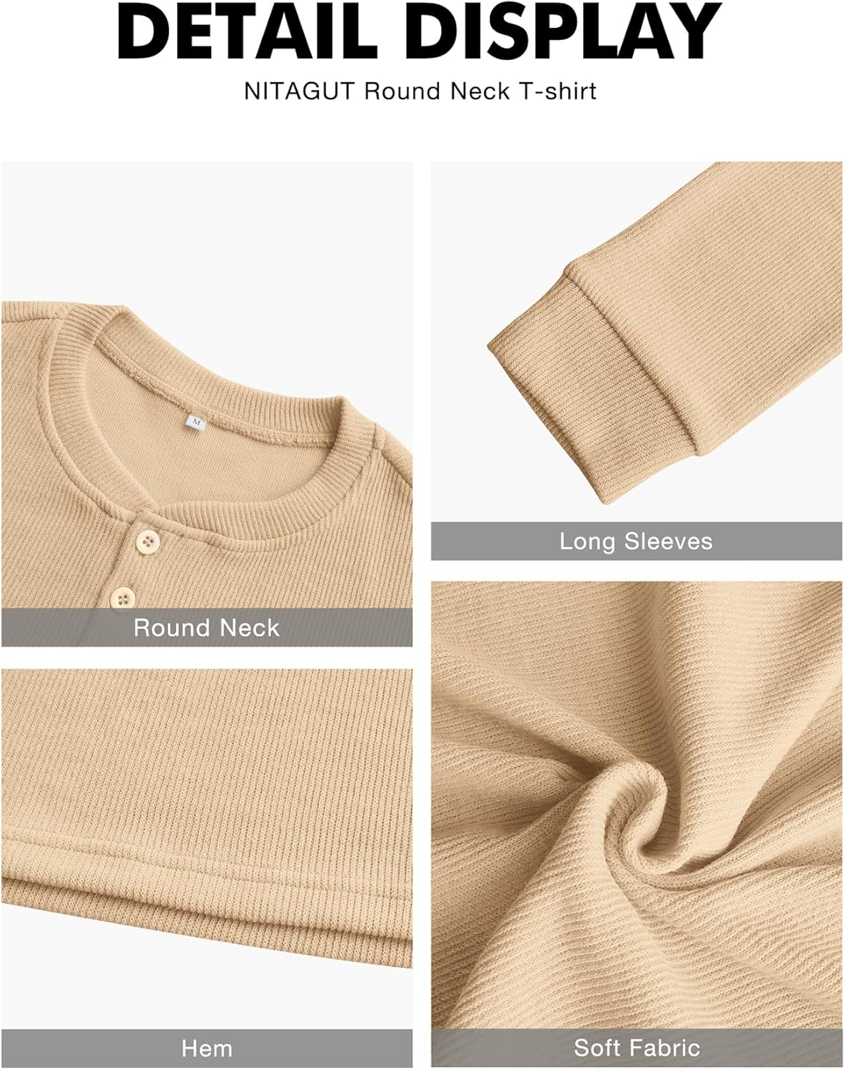 NITAGUT Men's Henley Shirts Long Sleeve Button T-Shirt Fashion Casual Pullover Shirt - Image 6