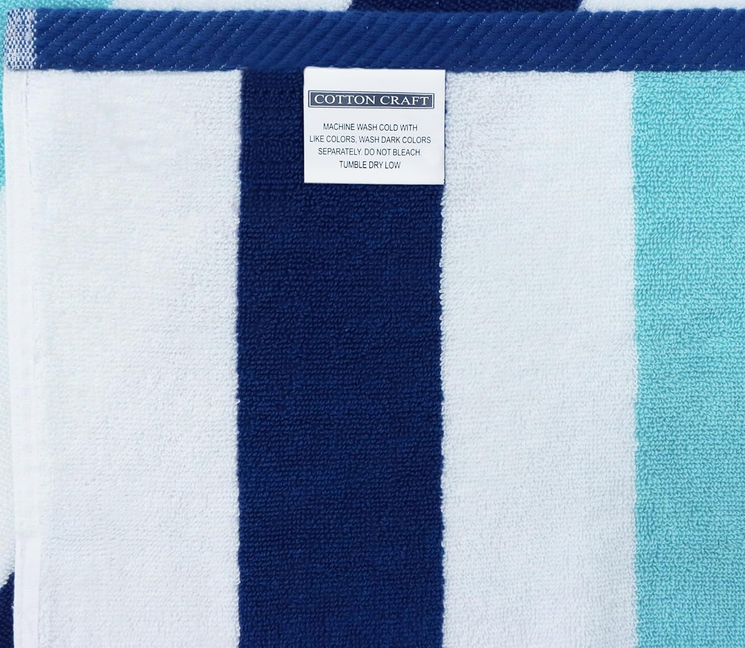 COTTON CRAFT Hooded Beach Towel – Oversized 35 x 70 Towel with Hood for Adults - 100% Cotton Velour Terry Towel - Pool Bath Wrap - Super Soft Plush Absorbent Quick Dry – 630 GSM – Cabana Stripe Blue - Image 8