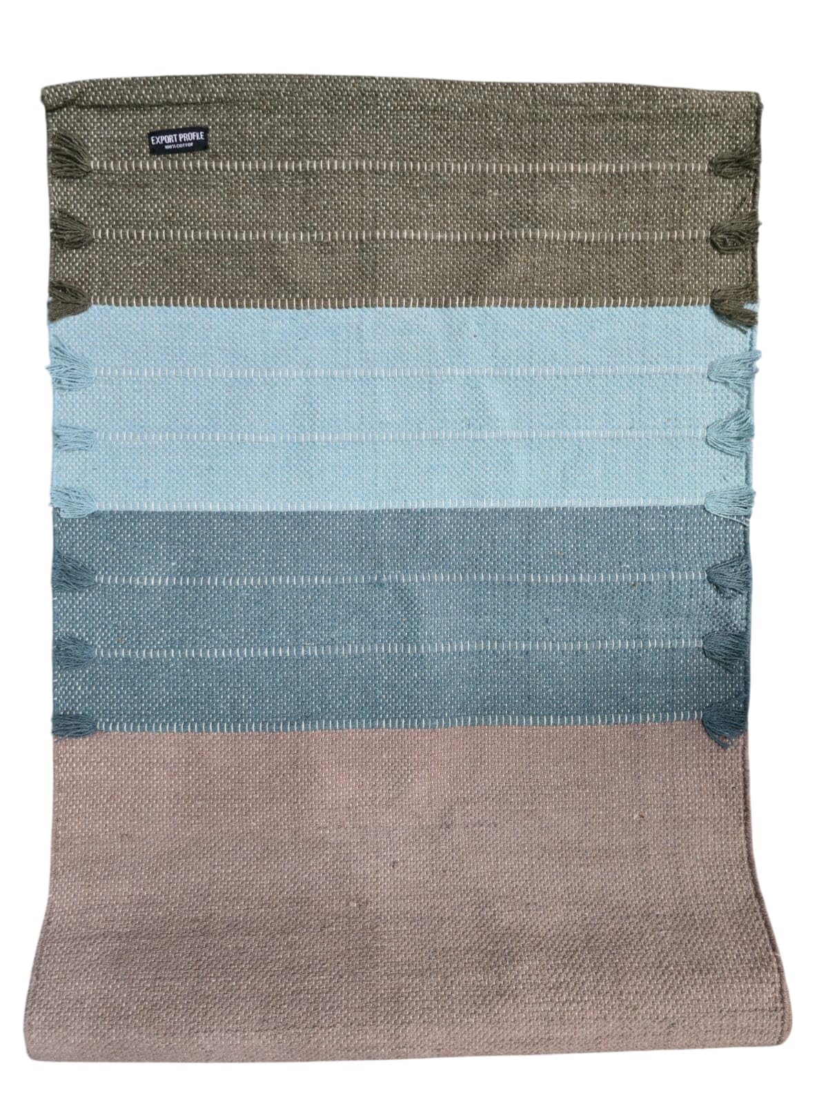 EXPORT PROFILE Indian Hand Made Cotton Yoga Mat Eco-Friendly Comfortable Extra Long Hand Woven Rug - 100% Organic Cotton Yoga Mat Non Slip & Thick for Everyday Fitness at Home - Multi 3 (24”x72”x7mm)