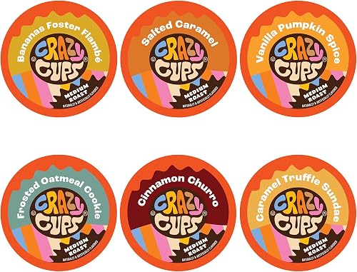 Crazy Cups Flavored Coffee Pods Variety Pack - Coffee Flavors for the Keurig K C