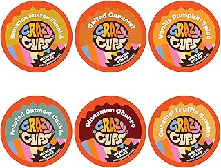 Crazy Cups Flavored Coffee Pods Variety Pack - Coffee Flavors for the Keurig K Cups Machine, Recyclable Single Serve Cups, 24 Count (Pack of 1)