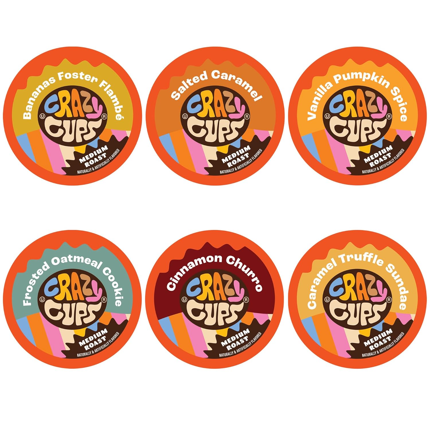 Crazy Cups Christmas Coffee Variety Pack, Holiday Sampler of Single Serve Flavored Coffee Pods For Keurig K Cup Machines, 50 Count - Great Holiday Gift