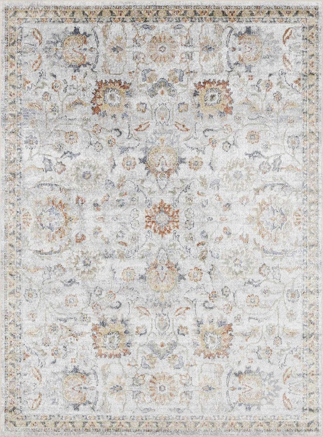 BoutiqueRugs Dion Boho Vintage Colorful Large Area Rug - Farmhouse Traditional Floral Coral Carpet for Living Room - Cream, Green, Sage, Red, Taupe, Coral - 7'10" x 10'2" (8x10)