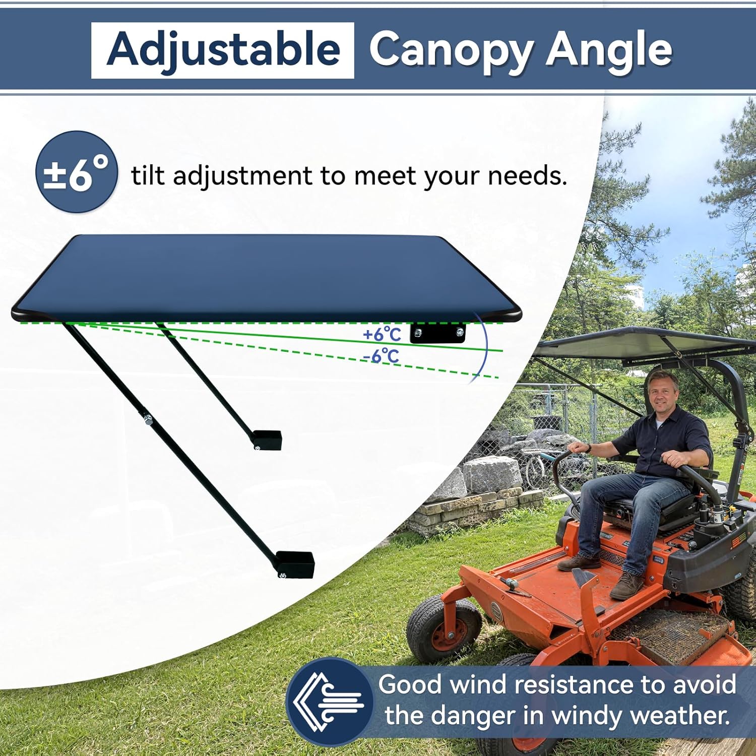 Universal Tractor Canopy for ROPS, UV Protection Sunshade Compatible with Compact Tractors, Riding Mowers, Zero Turn Mowers & Lawn Tractors