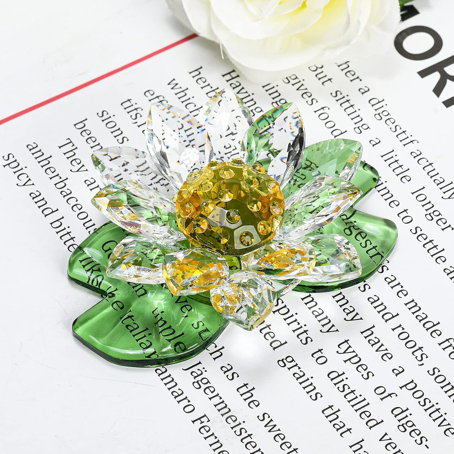 Crystal Lotus Figurine Decoration Spring Glass Decorative Lotus Flower Collection Table Centrepiece (Clear) - Image 3
