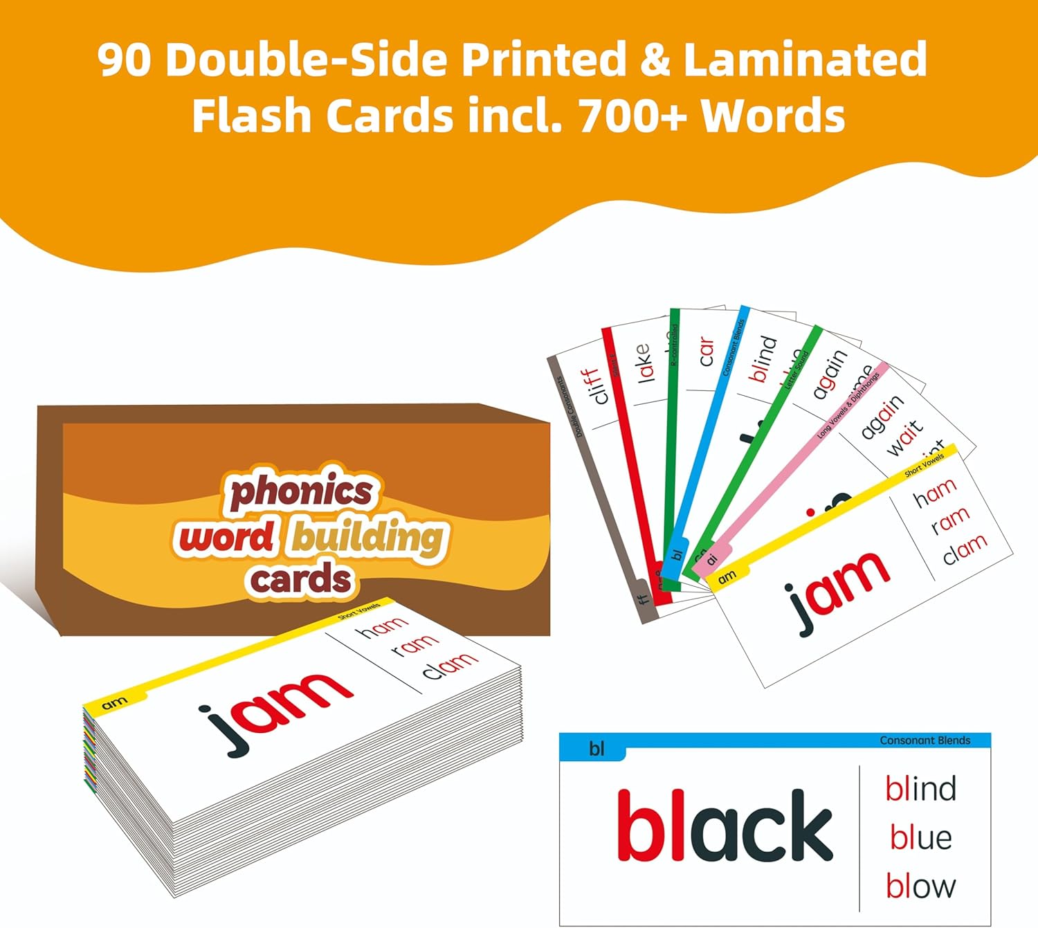 Phonics Word Building Magnetic Tiles Set, Phonics Manipulatives, Magnetic Letter Tiles, Educational Learning Kit with 239 Foam Tiles, 90 Cards, Magnetic Folder