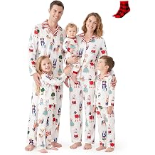 PATPAT Family Matching Christmas Pajamas, Button Down Pjs for Family Christmas Party Long Sleeve Lounge Sets