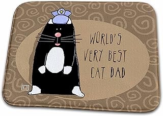 3dRose Angel White Cat Cute Cartoon Pet Loss Memorial Cat Art Cute... - Dish Drying Mats (ddm-33988-1)